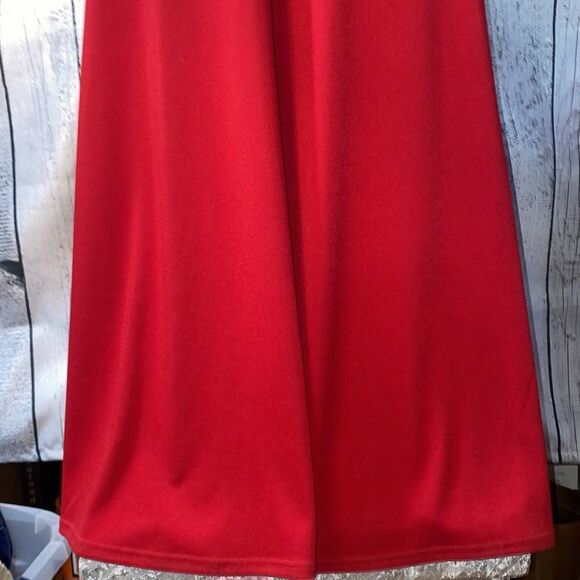 Fanny USA Long Beaded Cut Out Back Red Evening Dress Women size XL - Picture 7 of 16
